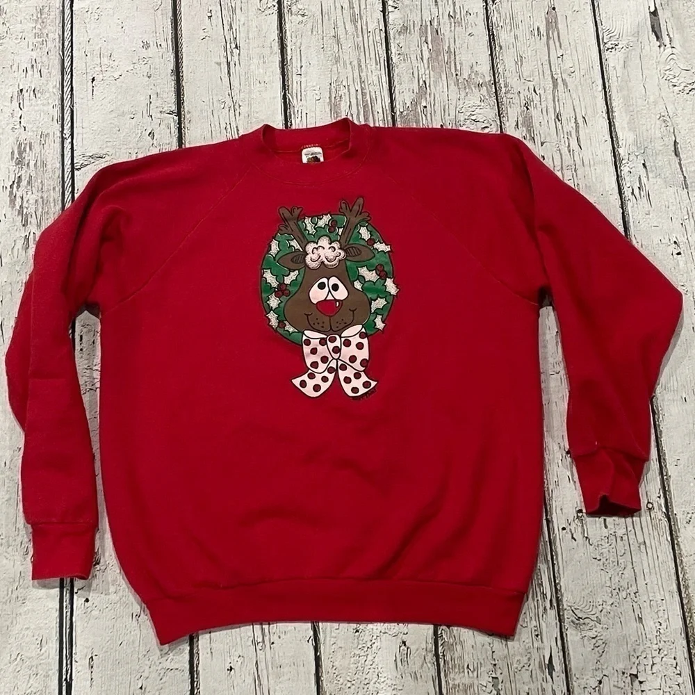 Vintage Rudolph the Red nose Reindeer 1980s Ugly Christmas Sweatshirt